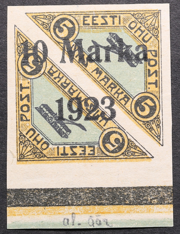 Estonia air mail stamp with 10 Marka 1923 overprint on 5 Marka
Sold as seen, no ...