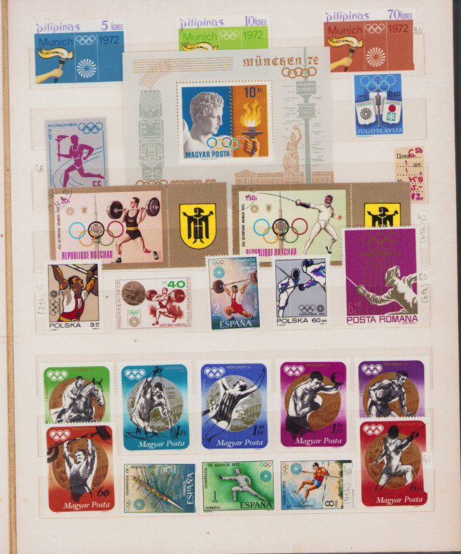 Collection of World Stamps - Olympics - mostly Munich 1972, Montreal 1976, Mosco...