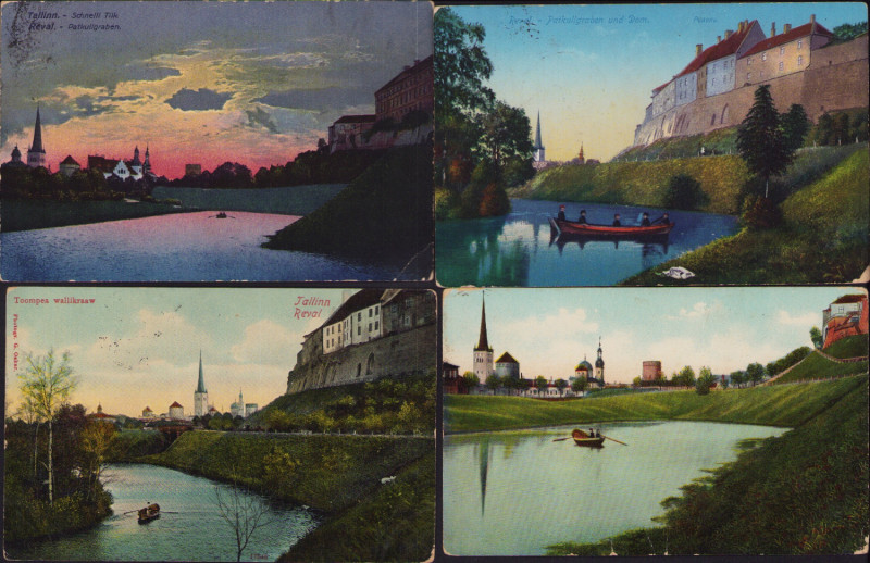 Estonia, Russia Group of postcards - Tallinn, Reval - Toompea vallikraav, Schnel...