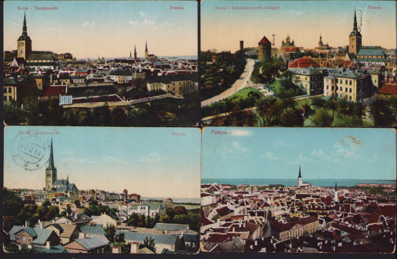 Estonia, Russia Group of postcards - Tallinn, Reval - Vaade linnale, Harjuwärawa...