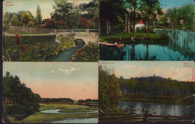 Estonia, Russia Group of postcards - Estonian Sights - Paide, Ebawere mägi, Rääm...