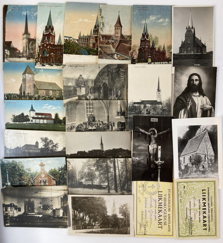 Estonia Group of postcards, photos, membership cards - Churches (40)
Sold as see...