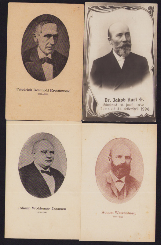 Estonia Group of postcards - J.W. Jannsen, Fr.R. Kreutzwald, J. Hurt, A. Weisenb...