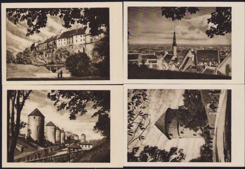 Estonia Group of postcards - Tallinn - Vaade Toompealt, Kick in de Kök, Vanad ki...