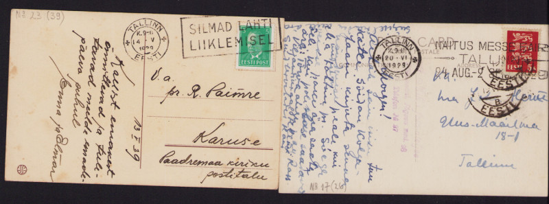 Estonia Group of postcards 1929-1939 - Tallinn - Silmad lahti liiklemisel & Fair...