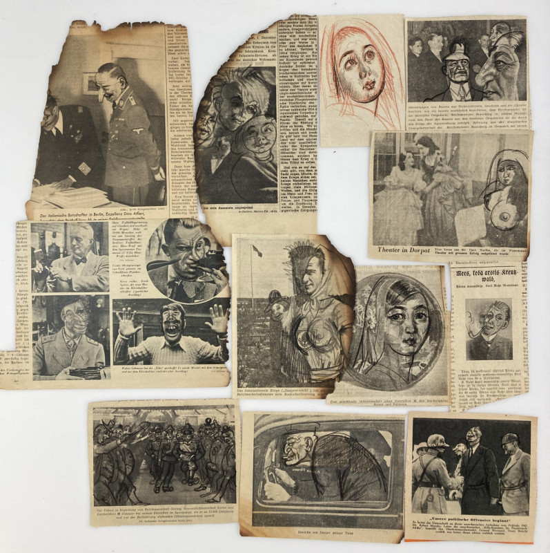 Group of drawings on newspapers from possibly Eduard Wiiralt
Sold as seen, no re...