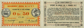 Country : IVORY COAST 
Face Value : 0,50 Franc 
Date : 11 février 1917 
Period/Province/Bank : Gouvernement Général de l'A.O.F. 
Catalogue referen...
