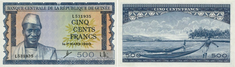 Country : GUINEA 
Face Value : 500 Francs 
Date : 01 mars 1960 
Period/Provin...