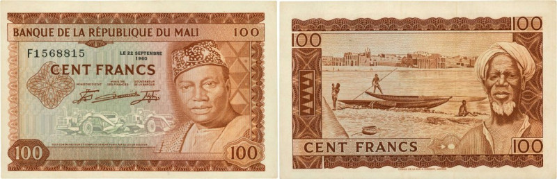 Country : MALI 
Face Value : 100 Francs 
Date : 22 septembre 1960 
Period/Pro...