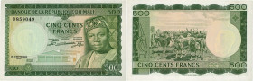 Country : MALI 
Face Value : 500 Francs 
Date : 22 septembre 1960 
Period/Province/Bank : Banque de la République du Mali 
Catalogue reference : P...