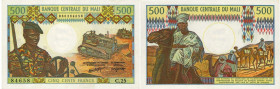 Country : MALI 
Face Value : 500 Francs 
Date : (1973-1984) 
Period/Province/Bank : Banque Centrale du Mali 
Catalogue reference : P.12f 
Additio...