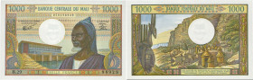Country : MALI 
Face Value : 1000 Francs 
Date : (1970-1984) 
Period/Province/Bank : Banque Centrale du Mali 
Catalogue reference : P.13e 
Additi...
