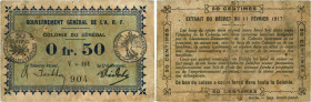 Country : SENEGAL 
Face Value : 50 Centimes 
Date : 11 février 1917 
Period/Province/Bank : Gouvernement Général de l'A.O.F. 
Catalogue reference ...