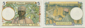 Country : FRENCH WEST AFRICA (1895-1958) 
Face Value : 5 Francs 
Date : 10 mars 1938 
Period/Province/Bank : Banque de l'Afrique Occidentale 
Cata...