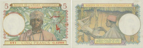 Country : FRENCH WEST AFRICA (1895-1958) 
Face Value : 5 Francs 
Date : 02 mars 1943 
Period/Province/Bank : Banque de l'Afrique Occidentale 
Cata...