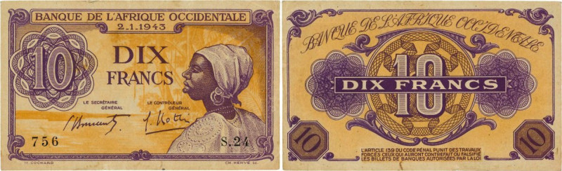 Country : FRENCH WEST AFRICA (1895-1958) 
Face Value : 10 Francs 
Date : 02 ja...