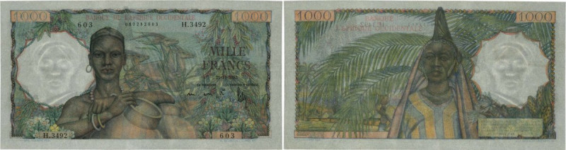 Country : FRENCH WEST AFRICA (1895-1958) 
Face Value : 1000 Francs 
Date : 21 ...