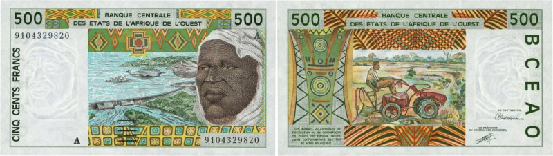 Country : WEST AFRICAN STATES 
Face Value : 500 Francs 
Date : 1991 
Period/P...