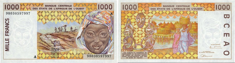 Country : WEST AFRICAN STATES 
Face Value : 1000 Francs 
Date : 1998 
Period/...