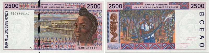 Country : WEST AFRICAN STATES 
Face Value : 2500 Francs 
Date : 1992 
Period/...