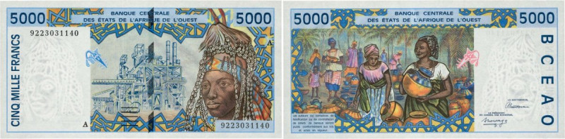 Country : WEST AFRICAN STATES 
Face Value : 5000 Francs 
Date : 1992 
Period/...