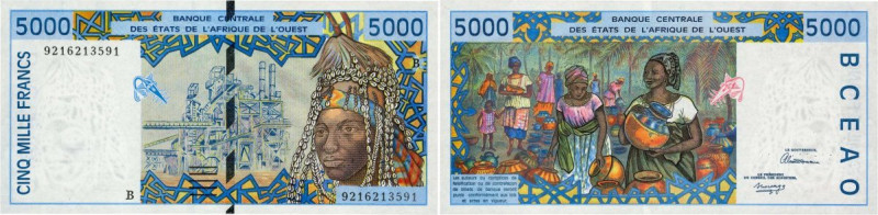 Country : WEST AFRICAN STATES 
Face Value : 5000 Francs 
Date : 1992 
Period/...