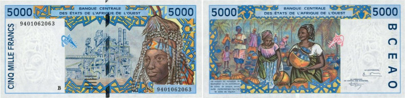 Country : WEST AFRICAN STATES 
Face Value : 5000 Francs 
Date : 1994 
Period/...