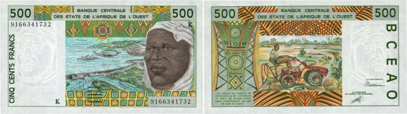 Country : WEST AFRICAN STATES 
Face Value : 500 Francs 
Date : 1991 
Period/P...