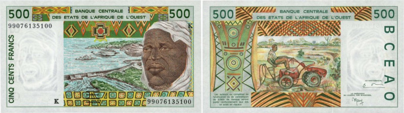 Country : WEST AFRICAN STATES 
Face Value : 500 Francs 
Date : 1999 
Period/P...