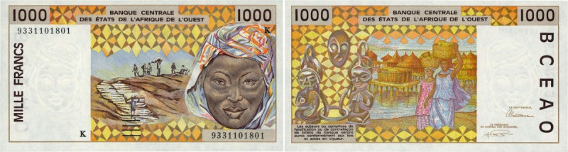 Country : WEST AFRICAN STATES 
Face Value : 1000 Francs 
Date : 1993 
Period/...