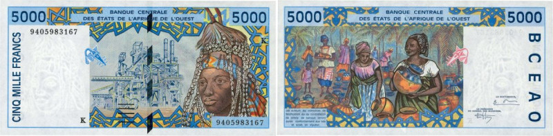 Country : WEST AFRICAN STATES 
Face Value : 5000 Francs 
Date : 1994 
Period/...