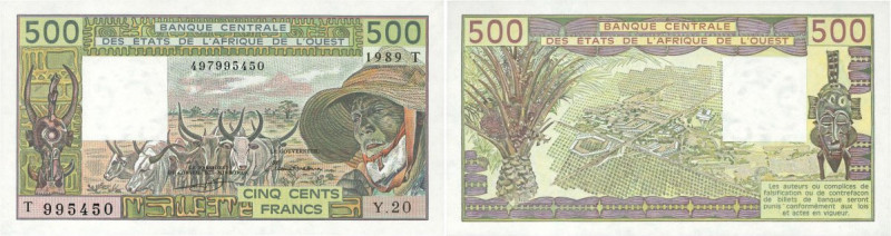 Country : WEST AFRICAN STATES 
Face Value : 500 Francs 
Date : 1989 
Period/P...