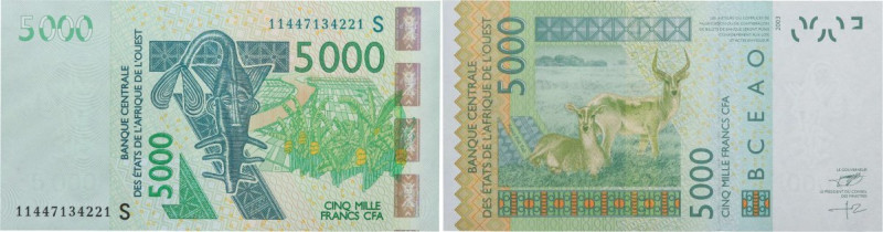 Country : WEST AFRICAN STATES 
Face Value : 5000 Francs 
Date : 2011 
Period/...