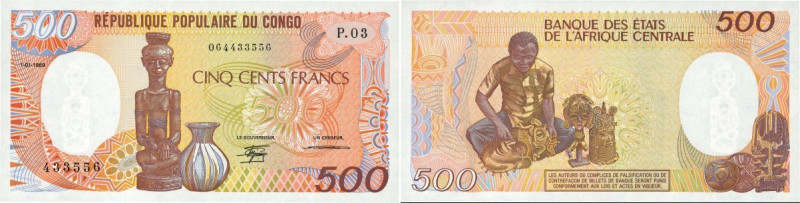 Country : CONGO 
Face Value : 500 Francs 
Date : 01 janvier 1989 
Period/Prov...