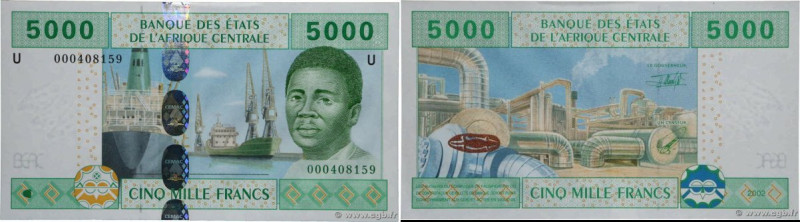 Country : CENTRAL AFRICAN STATES 
Face Value : 5000 Francs 
Date : 2002 
Peri...