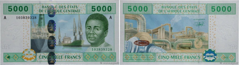 Country : CENTRAL AFRICAN STATES 
Face Value : 5000 Francs 
Date : 2002 
Peri...