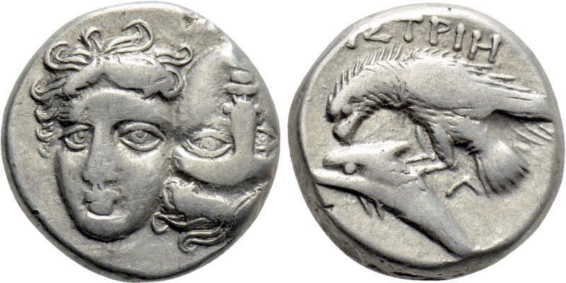 MOESIA. Istros. Drachm (4th century BC). 

Obv: Facing male heads, the right i...
