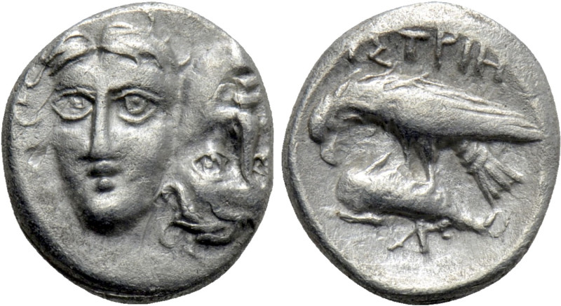 MOESIA. Istros. Trihemiobol or 1/4 Drachm (4th century BC). 

Obv: Facing male...