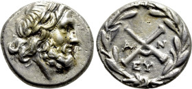 ACHAIA. Achaian League. Antigoneia (Mantinea). Triobol or Hemidrachm (Circa 188-180 BC)