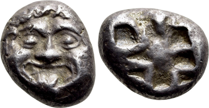 MYSIA. Parion. Drachm (5th century BC). 

Obv: Facing gorgoneion with protrudi...