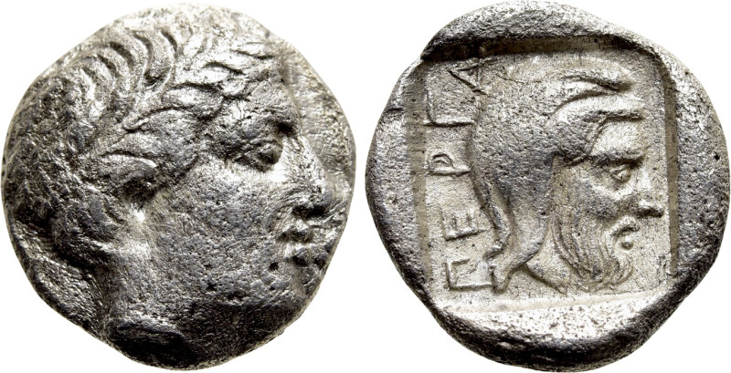 MYSIA. Pergamon. Diobol or Hemidrachm (Circa 450-350 BC). 

Obv: Laureate head...