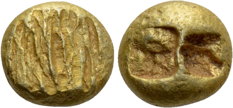 IONIA. Uncertain. EL Hekte (Circa 650-600 BC). 

Obv: Flattened striated surfa...