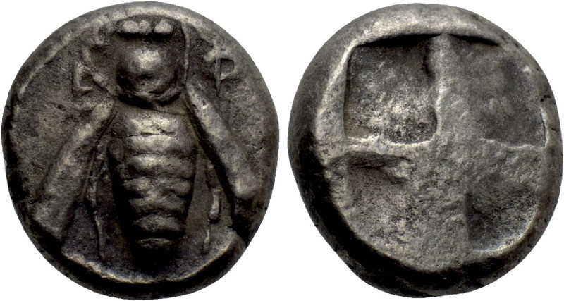 IONIA. Ephesos. Drachm (Circa 340-325 BC). 

Obv: E - Φ. 
Bee.
Rev: Quadripa...