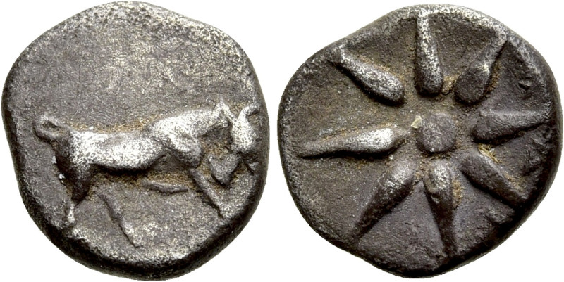 IONIA. Magnesia ad Maeandrum. Hemiobol (Circa 400-350 BC). 

Obv: Bull butting...