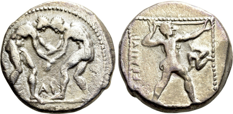 PAMPHYLIA. Aspendos. Stater (Circa 380/75-330/25 BC). 

Obv: Two wrestlers gra...