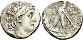 SELEUKID KINGDOM. Demetrios II Nikator (Second reign, 129-125 BC). Tetradrachm. Tyre. Dated SE 187 (126/5 BC)