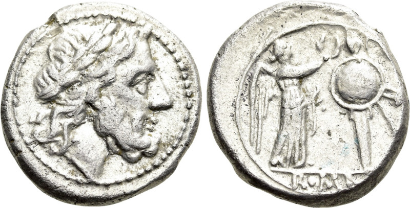 ANONYMOUS. Victoriatus (Circa 211-208 BC). Rome. 

Obv: Laureate head of Jupit...