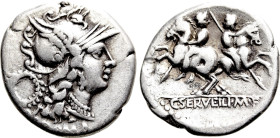 C. SERVILIUS M. F. Denarius (136 BC). Rome