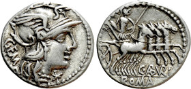 M. ABURIUS M.F. GEMINUS. Denarius (132 BC). Rome