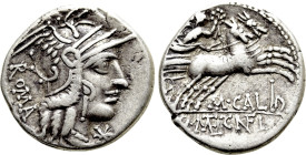 M. CALIDIUS, Q. METELLUS and CN. FULVIUS. Denarius (117-116 BC). Rome